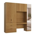 Guarda Roupa Modular 5 Portas com Mesa e Espelho Altezza Clean Belmax Freijó