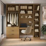 Guarda Roupa Modular 5 Portas com Mesa e Espelho Altezza Clean Belmax Freijó/Titânio