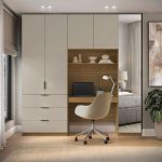 Guarda Roupa Modular 5 Portas com Mesa e Espelho Altezza Clean Belmax Freijó/Off White