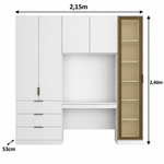 Guarda Roupa Modular 5 Portas Reflecta com Mesa Altezza Clean Belmax Branco