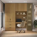 Guarda Roupa Modular 5 Portas Reflecta com Mesa Altezza Clean Belmax Freijó