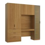 Guarda Roupa Modular 5 Portas Reflecta com Mesa Altezza Clean Belmax Freijó