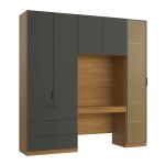 Guarda Roupa Modular 5 Portas Reflecta com Mesa Altezza Clean Belmax Freijó/Titânio