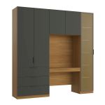 Guarda Roupa Modular 5 Portas Reflecta com Mesa Altezza Clean Belmax Freijó/Titânio