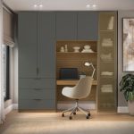 Guarda Roupa Modular 5 Portas Reflecta com Mesa Altezza Clean Belmax Freijó/Titânio