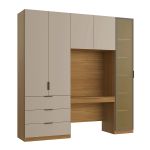 Guarda Roupa Modular 5 Portas Reflecta com Mesa Altezza Clean Belmax Freijó/Off White