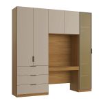 Guarda Roupa Modular 5 Portas Reflecta com Mesa Altezza Clean Belmax Freijó/Off White