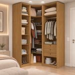 Closet sem Portas Modulado 3 Peças MDF Altezza Belmax Freijó