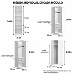 Closet sem Portas Modulado 5 Peças MDF Altezza Belmax Freijó