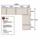 Closet sem Portas Modulado 5 Peças MDF Altezza Belmax Freijó