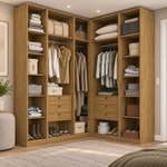 Closet sem Portas Modulado 5 Peças MDF Altezza Belmax Freijó