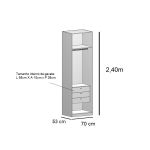 Guarda Roupa Modular 2 Portas Reflecta com Gavetas 70cm Altezza Belmax Freijó