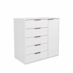 Cômoda 5 Gavetas 1 Porta Multiuso MDF Altezza Clean Belmax Branco