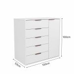 Cômoda 5 Gavetas 1 Porta Multiuso MDF Altezza Clean Belmax Branco