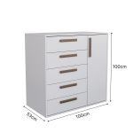 Cômoda 5 Gavetas 1 Porta Multiuso MDF Altezza Trend Belmax Branco