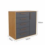 Cômoda 5 Gavetas 1 Porta Multiuso MDF Altezza Trend Belmax Freijo/Titânio