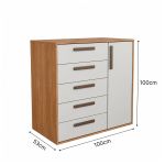 Cômoda 5 Gavetas 1 Porta Multiuso MDF Altezza Trend Belmax Freijo/Off White