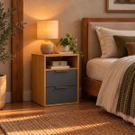 Mesa de Cabeceira 2 Gavetas MDF Altezza Clean Belmax Freijo/Titânio