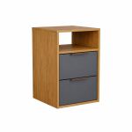 Mesa de Cabeceira 2 Gavetas MDF Altezza Clean Belmax Freijo/Titânio
