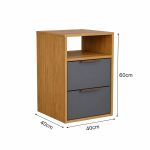 Mesa de Cabeceira 2 Gavetas MDF Altezza Clean Belmax Freijo/Titânio