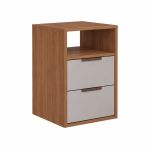 Mesa de Cabeceira 2 Gavetas MDF Altezza Clean Belmax Freijo/Off White