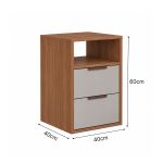 Mesa de Cabeceira 2 Gavetas MDF Altezza Clean Belmax Freijo/Off White