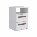 Mesa de Cabeceira 2 Gavetas MDF Altezza Trend Belmax Branco