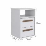 Mesa de Cabeceira 2 Gavetas MDF Altezza Trend Belmax Branco