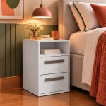 Mesa de Cabeceira 2 Gavetas MDF Altezza Trend Belmax Branco