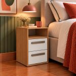 Mesa de Cabeceira 2 Gavetas MDF Altezza Trend Belmax Freijo/Off White