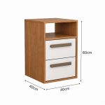 Mesa de Cabeceira 2 Gavetas MDF Altezza Trend Belmax Freijo/Off White