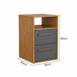 Mesa de Cabeceira 2 Gavetas MDF Altezza Trend Belmax Freijo/Titânio