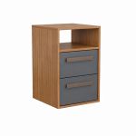 Mesa de Cabeceira 2 Gavetas MDF Altezza Trend Belmax Freijo/Titânio