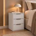 Mesa de Cabeceira 3 Gavetas MDF Altezza Clean Belmax Branco