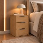 Mesa de Cabeceira 3 Gavetas MDF Altezza Clean Belmax Freijo
