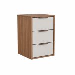 Mesa de Cabeceira 3 Gavetas MDF Altezza Clean Belmax Freijo/Off White