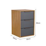 Mesa de Cabeceira 3 Gavetas MDF Altezza Clean Belmax Freijo/Titânio
