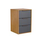 Mesa de Cabeceira 3 Gavetas MDF Altezza Clean Belmax Freijo/Titânio
