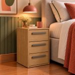 Mesa de Cabeceira 3 Gavetas MDF Altezza Trend Belmax Freijo