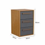 Mesa de Cabeceira 3 Gavetas MDF Altezza Trend Belmax Freijo/Titânio