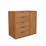 Cômoda 5 Gavetas 1 Porta Multiuso MDF Altezza Clean Belmax Freijo