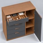 Cômoda 5 Gavetas 1 Porta Multiuso MDF Altezza Clean Belmax Freijo/Titânio
