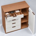 Cômoda 5 Gavetas 1 Porta Multiuso MDF Altezza Clean Belmax Freijo/Off White