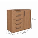 Cômoda 5 Gavetas 1 Porta Multiuso MDF Altezza Trend Belmax Freijo