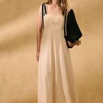 Vestido Linho Alças Bicolor