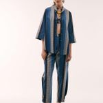 Calça Listras Indigo Pernas Ajuste