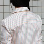 Camisa Tric Assimetrica listra azul/orange