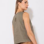 BLUSA RECORTES LINHO 100%