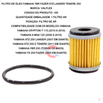 Filtro De Óleo Yamaha YBR Fazer Xtz Lander Tenere 250 - Valflex 189