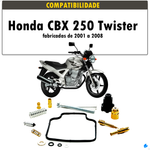 Reparo Carburador Honda CBX Twister 250 2001 a 2008  